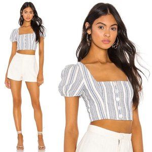 Revolve Linen Crop Top Shirt NWT